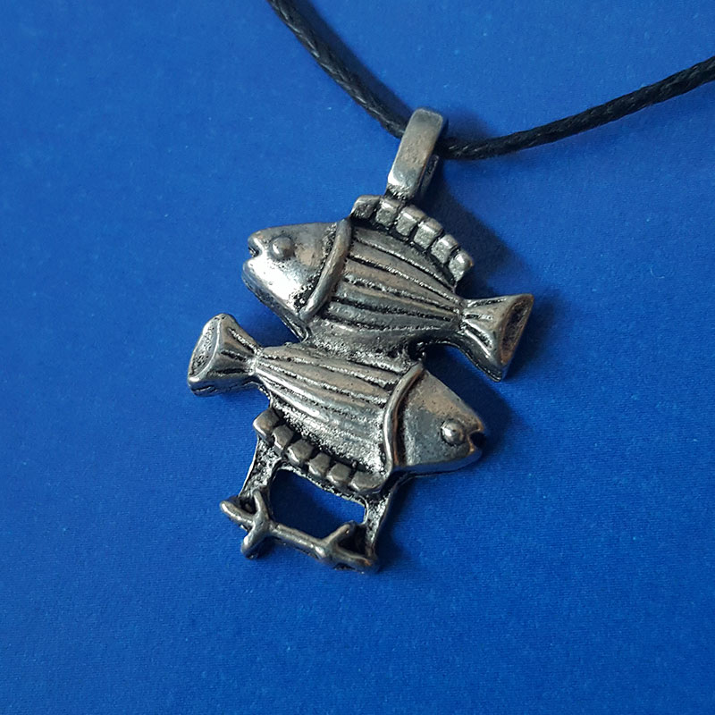 Pendentif En Argent Poinçonné - Signe Du Zodiaque Poissons (21 Février - 19 Mars)
