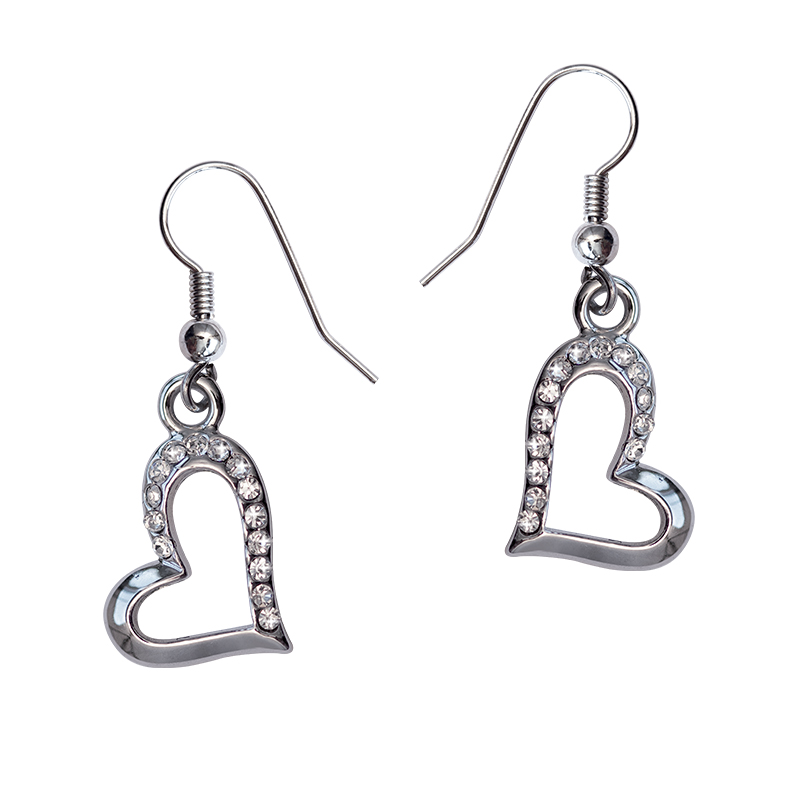 Boucles D'oreilles Cœur En Alliage Doré Serties De Strass - Neuf Sans Emballage