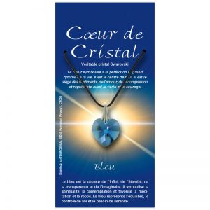 Coeur de cristal bleu sur sa carte personnalisée