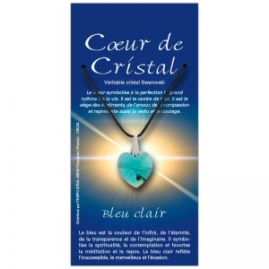 Coeur de cristal bleu clair sur sa carte personnalisée
