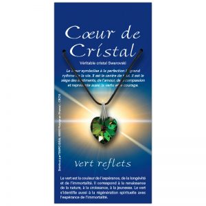Coeur de cristal vert reflets sur sa carte personnalisée
