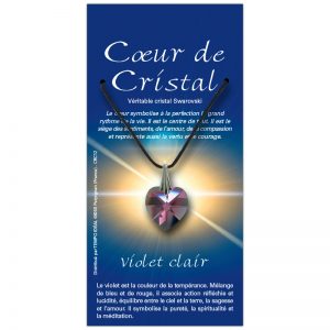 Coeur de cristal violet clair sur sa carte personnalisée