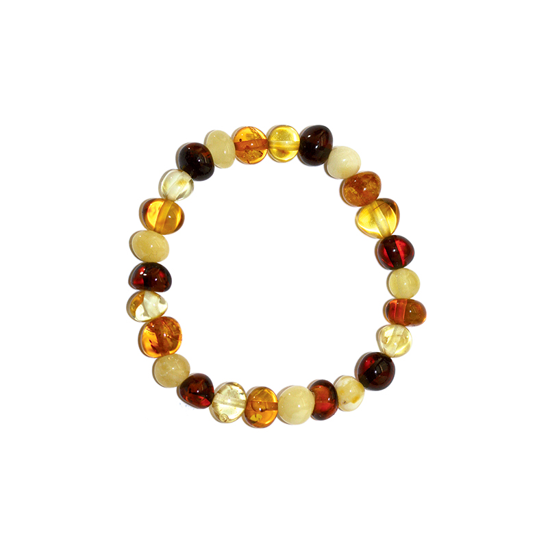 Bracelet d'ambre enfant - Olivettes multicolores