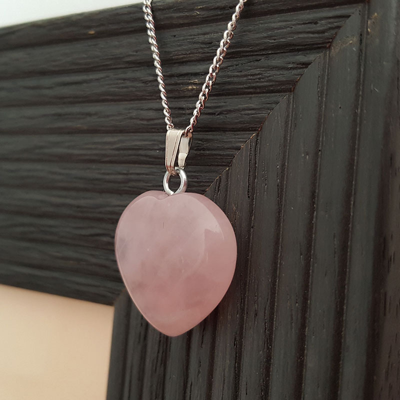 Pendentif Coeur En Quartz Rose Naturel - Pierre Véritable - Idéal Cadeau - Neuf Avec étiquettes