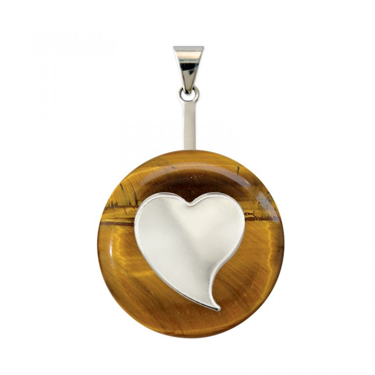 Pendentif Cœur En œil De Tigre Naturel - Pierre Lithothérapie, Cadeau Noël, Neuf Sans Emballage
