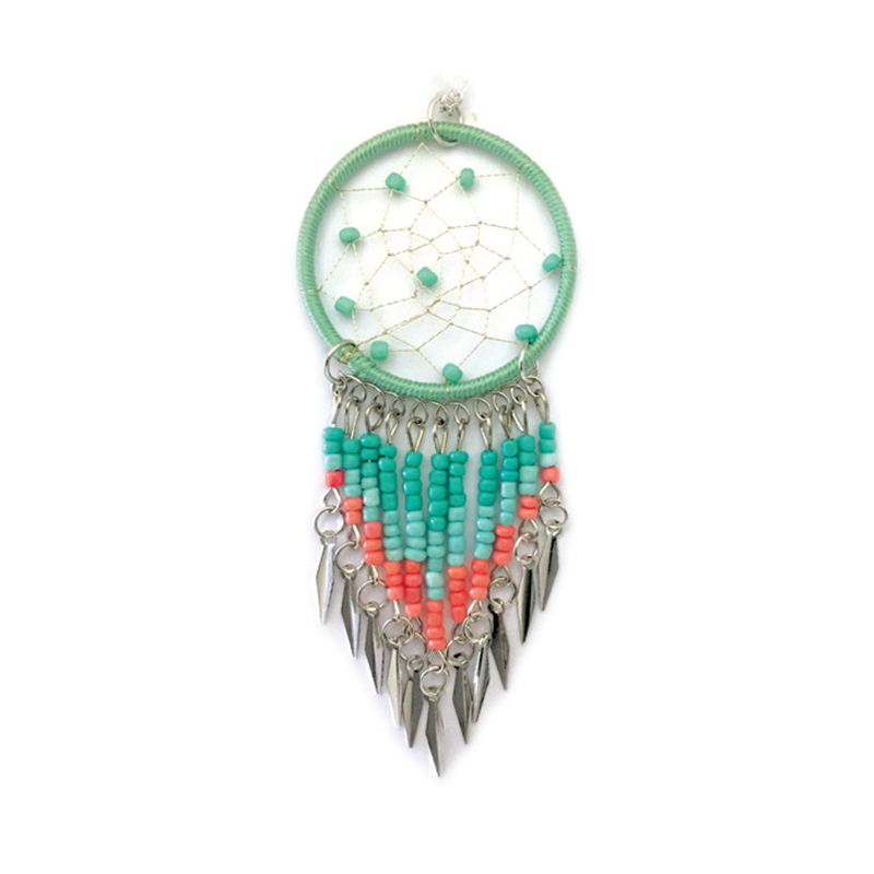 Collier/sautoir trois rangs turquoise et corail